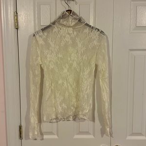White Free People lace turtleneck blouse